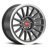 Aluminum Wheels 17x8 Grip 315G Gloss Gunmetal Grray Machined Lip-Red Logo Raceline Wheels