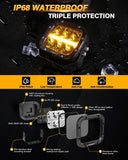 6/8Pcs 5 Inch 132W Amber DRL LED Pod Lights with Power Harness