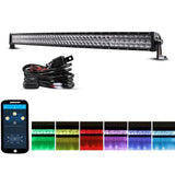 22"/32"/42" V-Series RGB Straight/Curved 5D lens Combo Beam Double Row LED Light Bar for SUV ATV UTV Trucks Pickup Boat