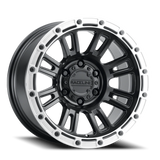 Aluminum Wheels 17x9 Compass 956BS Satin Black Silver Ring Raceline Wheels