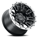 Aluminum Wheels 17x9 Compass 956BS Satin Black Silver Ring Raceline Wheels