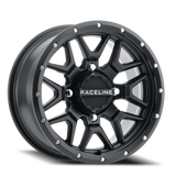 Aluminum Wheels 14x7 Krank Simulated Beadlock UTV A94B Satin Black Raceline Wheels