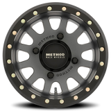 Aluminum Wheels 15x7 MR401 Beadlock UTV Titanium GY Matte Black Ring Method