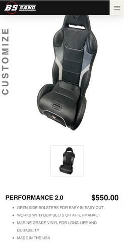 BS Sand Custom Seat Configuration for KM