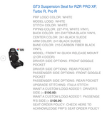 PRP GT3 Custom seat configuration