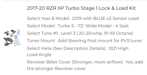 AA 2017-20 RZR XP Turbo Stage 1 Lock & Load Kit