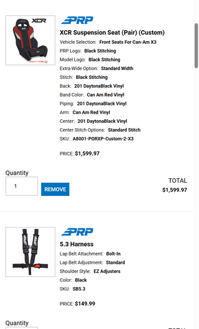 Custom PRP XCR Seat pair for MRS