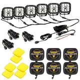 6/8Pcs 5 Inch 132W Amber DRL LED Pod Lights with Power Harness