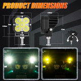 3 Inch 80W 9600LM LED Pods Lights White&Yellow with A-Pillar Mounting Bracket For Ford Bronco 2/4 Door 2021 2022