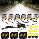 Color Play Series 3 Inch 100W LED Pod Lights Off Road Lights with White DRL & Amber Turn Signal Lights