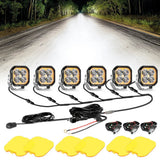 Color Play Series 3 Inch 100W LED Pod Lights Off Road Lights with White DRL & Amber Turn Signal Lights