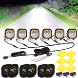 Color Play Series 3 Inch 100W LED Pod Lights Off Road Lights with White DRL & Amber Turn Signal Lights