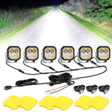 Color Play Series 3 Inch 100W LED Pod Lights Off Road Lights with White DRL & Amber Turn Signal Lights